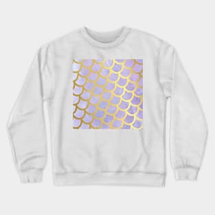 Gold Mermaid Scales on Purple Marble Crewneck Sweatshirt